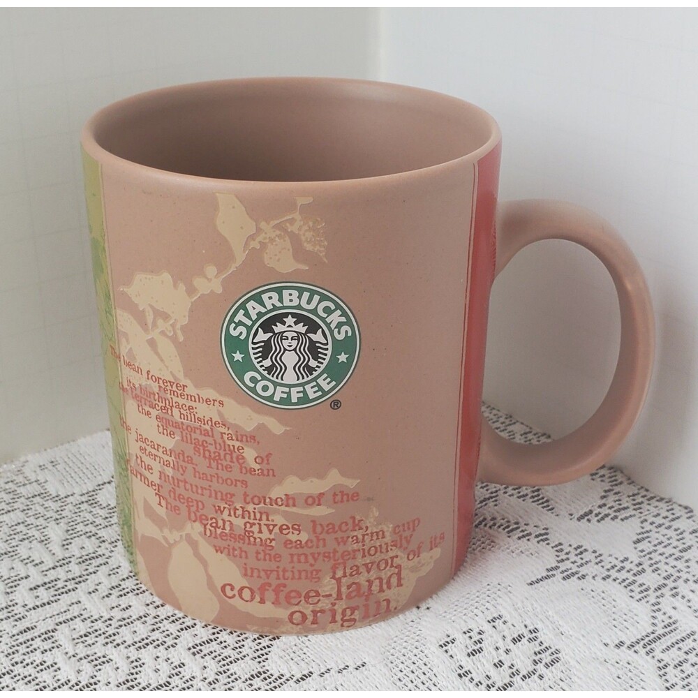 Starbucks Africa Map Coffee-Land Origin Coffee Mug Brown 14oz 4"h 3.5"dia Cup 06